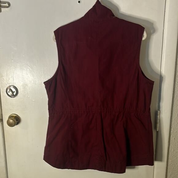 American Rag Cie 1984 Women's Maroon Sleeveless Utility Vest XXL Gorpcore Plus - Picture 2 of 8